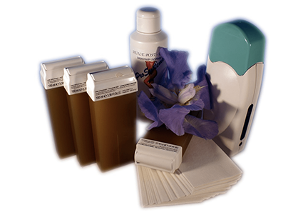 Kit d'épilation solo complet à la cire jetable Miel avec roulette grand modèle pour les jambes, aisselles et le corps