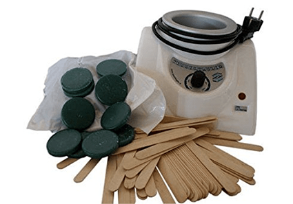 Kit d'épilation complet à la cire chaude verte cuve cassolette huile