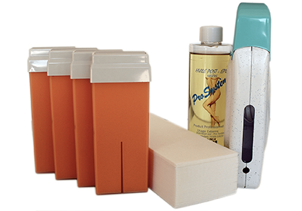 Kit d'épilation solo complet à la cire jetable à l'Argan avec roulette grand modèle pour les jambes, aisselles et le corps