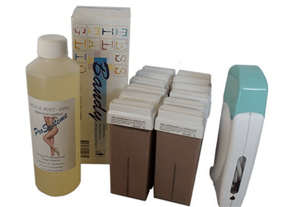 Kit d'épilation solo complet à la cire jetable au Chocolat, avec roulette grand modèle pour les jambes, aisselles, et le corps.