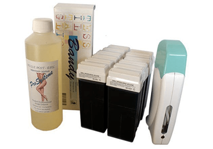 Kit d'épilation solo complet à la cire jetable à l'Azulène, avec roulette grand modèle pour les jambes, aisselles, et le corps.