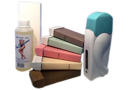 Kit d'épilation solo complet cire jetable plusieurs parfums avec roulette grand modèle pour les jambes, aisselles et le corps