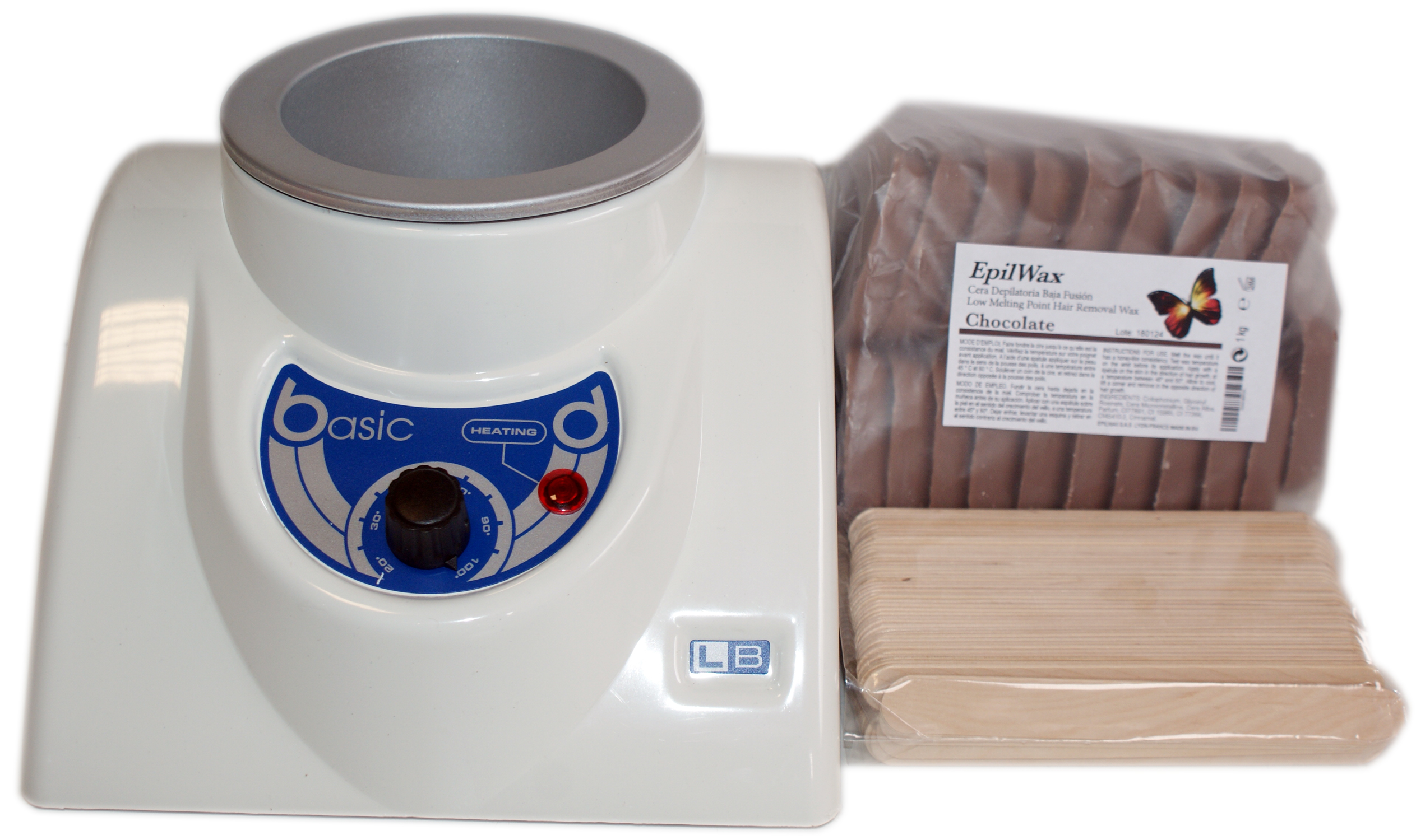 Kit d'épilation complet à la cire chaude au chocolat cuve 800 mL