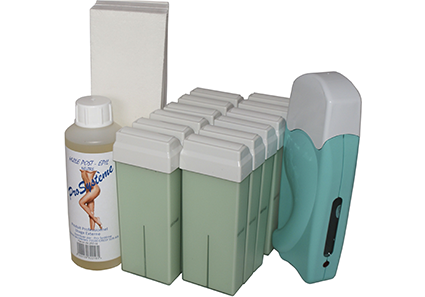 Kit d'épilation solo complet à la cire jetable à l'Aléo Véra, avec roulette grand modèle pour les jambes, aisselles, et le corps