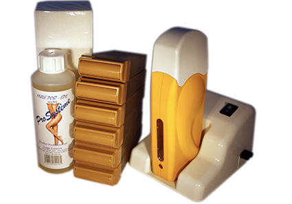 Kit d'épilation modulaire complet à la cire jetable au Miel, avec roulette grand modèle pour les jambes, aisselles, et le corps