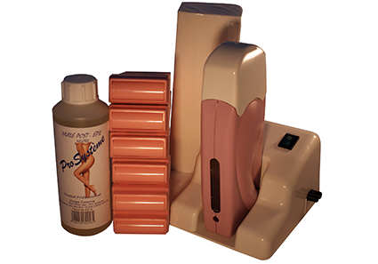 Kit d'épilation modulaire complet à la cire jetable Rose, avec roulette grand modèle pour les jambes, aisselles, et le corps