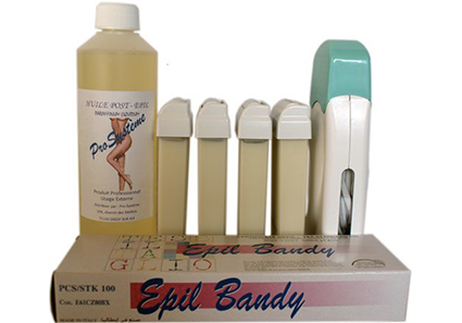 Kit d'épilation solo complet à la cire jetable Blanche avec roulette grand modèle pour les jambes, aisselles et le corps