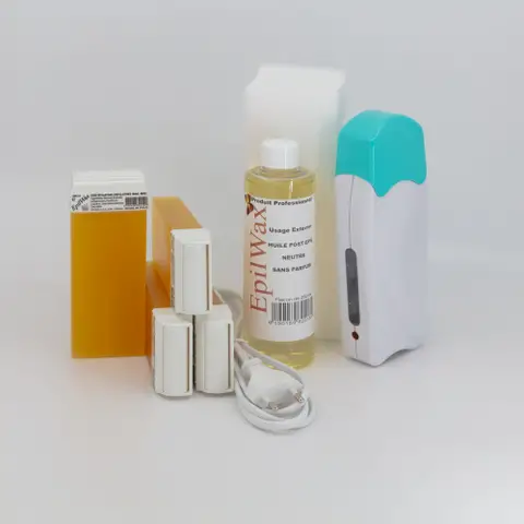 Kit Chauffe Cire Épilation Professionnelle avec 4 x Recharges Roll on